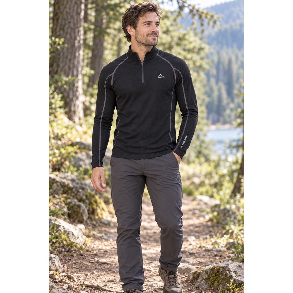 Paradox Mens Merino Blend 1/4 Zip Base Layer Top Black Small 646257